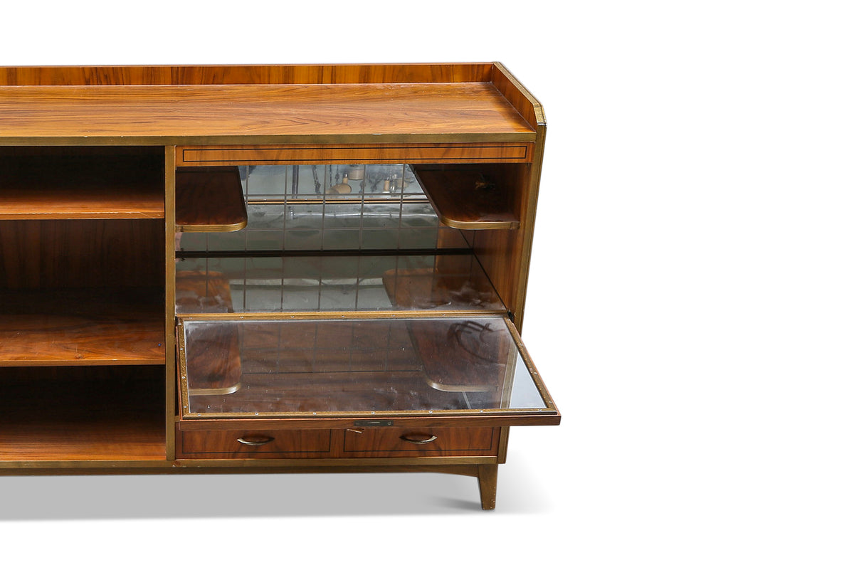 SWEDISH MODERN BAR CABINET / BOOKCASE WITH DETAILED INLAYS