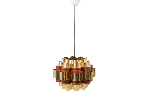 ON HOLD - BRASS AND ROSEWOOD DANISH MODERN PENDANT LAMP