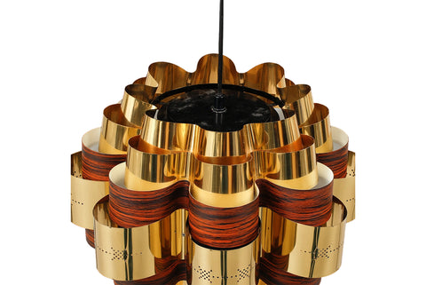 ON HOLD - BRASS AND ROSEWOOD DANISH MODERN PENDANT LAMP