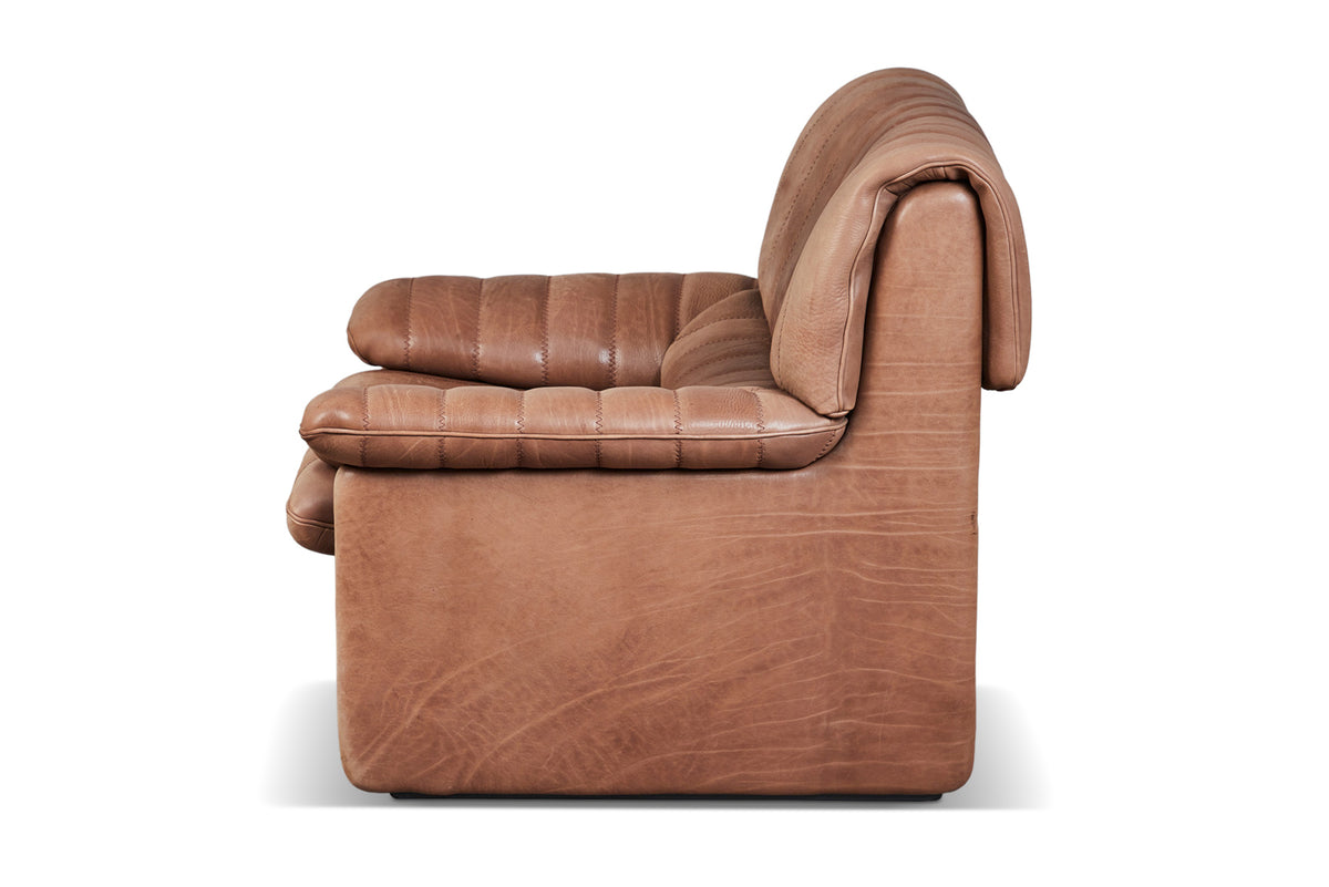 DE SEDE DS 86 LOUNGE CHAIR IN PATINATED BROWN LEATHER