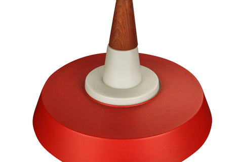 DANISH TEAK + RED UFO PENDANT LAMP