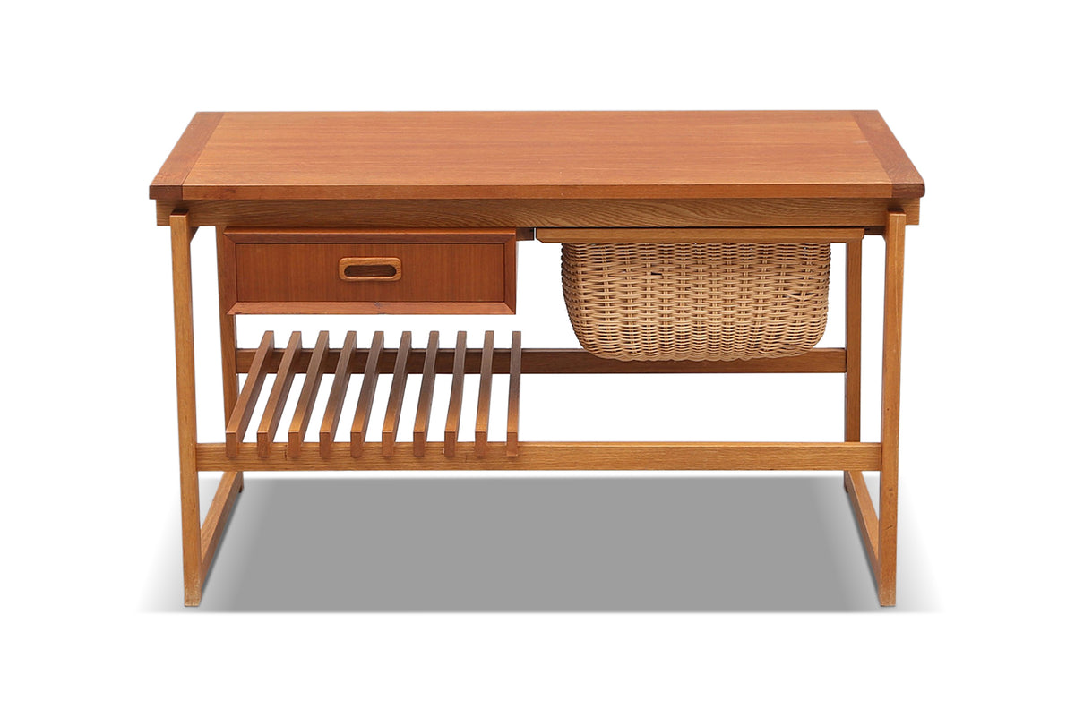1960s Vintage Ikea Coffee Sewing Table in Teak & Oak