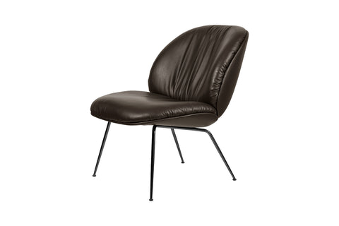 Beetle Soft Lounge Chair, Fully Upholstered - Smooth Leather, GUBI (Coffee) / Black Matt