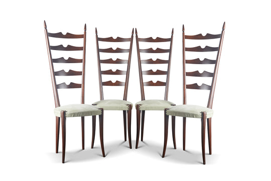 SET OF FOUR PAOLO BUFFA HIGHBACK CHIAVARI DINING CHAIRS