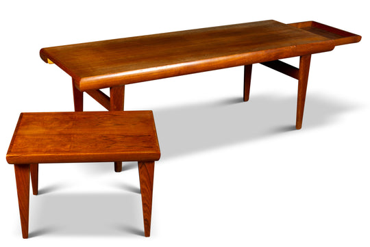 DANISH MODERN COFFEE TABLE WITH SMALL FOLDABLE SIDE TABLE