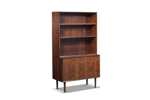 BRAZILIAN ROSEWOOD DRESSER WITH BOOKCASE HUTCH BY LYBY