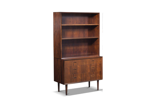 BRAZILIAN ROSEWOOD DRESSER WITH BOOKCASE HUTCH BY LYBY