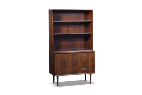 BRAZILIAN ROSEWOOD DRESSER WITH BOOKCASE HUTCH BY LYBY