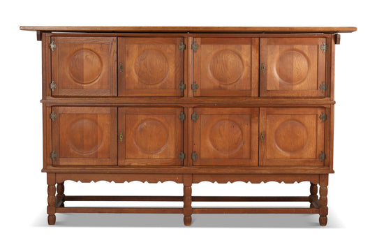 AXEL O ROCK TALL OAK SIDEBOARD WITH EIGHT CIRCULAR DOORS