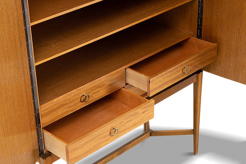 1940s DETAILED INTARSIA WALNUT SWEDISH CABINET BY ERIK MATTSON