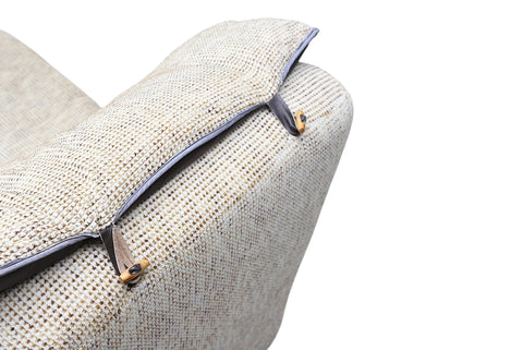 1970s FIVE PIECE MODULAR SOFA IN FLEECE + LEATHER WITH REVERSIBLE CUSHIONS