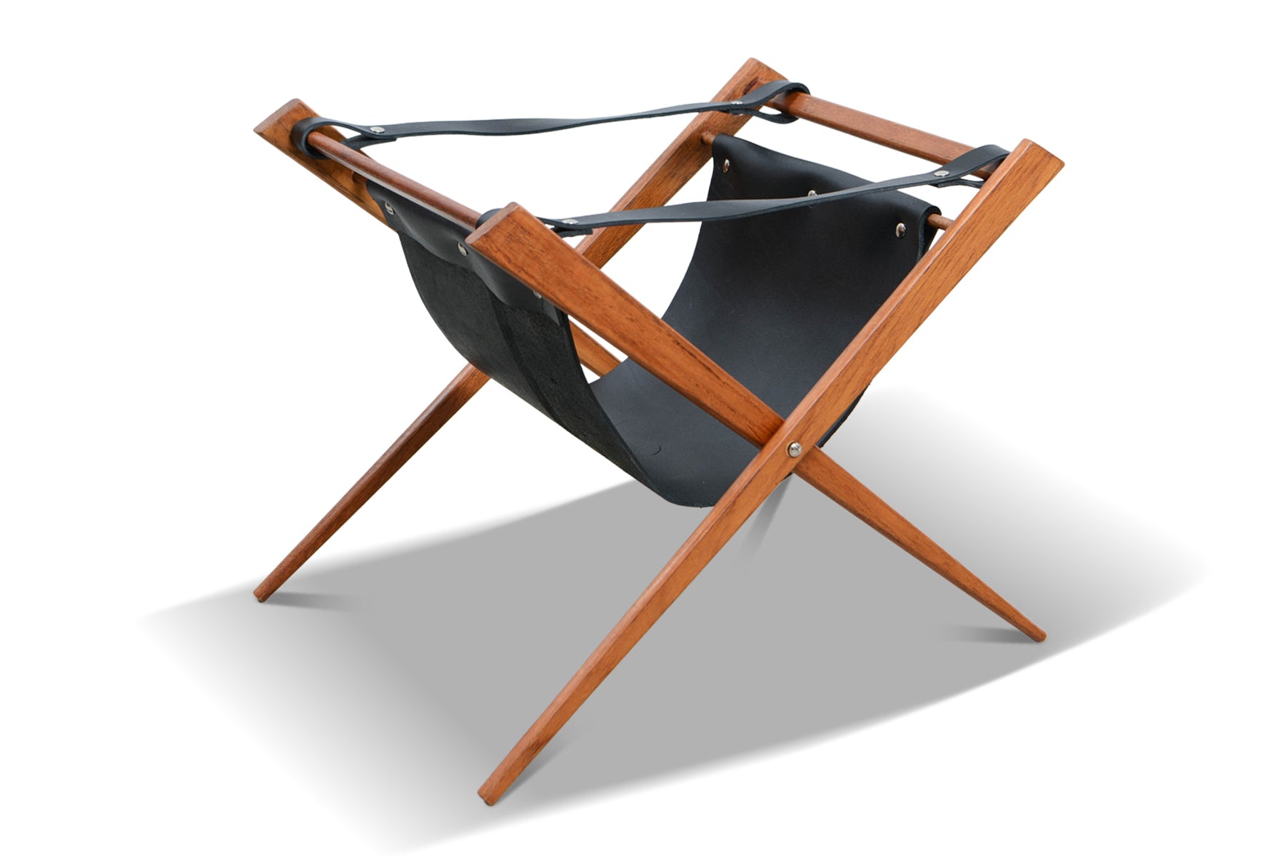 1960s SCISSOR MAGAZINE RACK IN TEAK