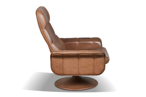 DE SEDE DS 50 SWIVEL LOUNGE CHAIR AND OTTOMAN IN BUFFALO LEATHER