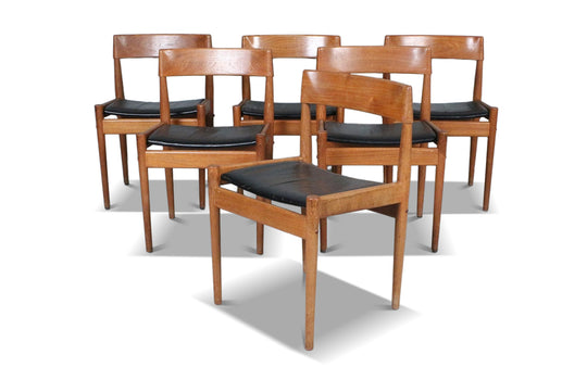 SET OF SIX PJ 3-2 TEAK DINING CHAIRS BY GRETE JALK