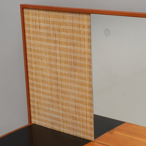 OREGON PINE + CANE HALL DESK WITH MIRROR