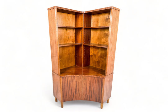 DOUBLE MID CENTURY CORNER BOOKCASE BY TRANAS