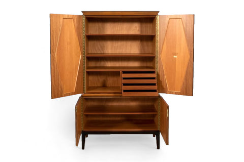 TALL MAHOGANY HAND CARVED CUPBOARD BY EUGEN HOGLUND