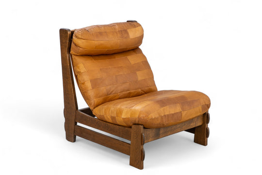 CARL STRAUB HIGHBACK LOUNGE CHAIR IN OAK + LEATHER
