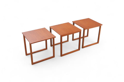 SET OF MODEL 33 KAI KRISTIANSEN CUBE NESTING TABLES IN TEAK
