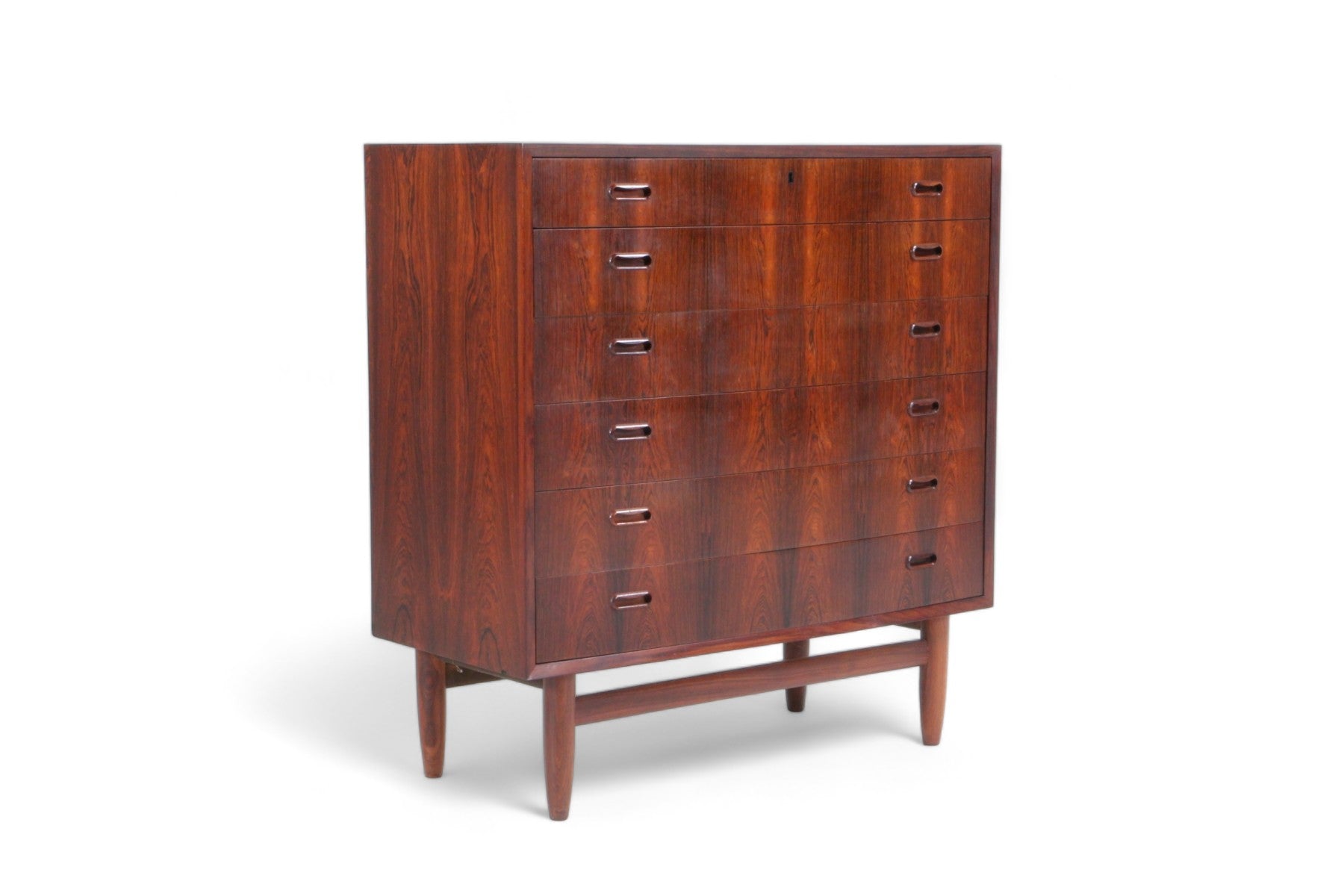DANISH MODERN BOW FRONT HIGHBOY DRESSER IN BRAZILIAN ROSEWOOD