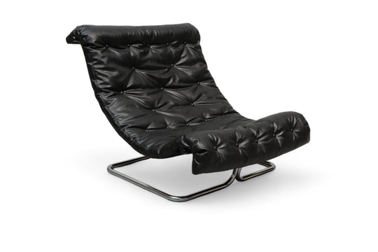 "FORMULA" LOUNGE CHAIR IN BLACK VINYL BY RUUD EKSTRAND