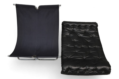 "FORMULA" LOUNGE CHAIR IN BLACK VINYL BY RUUD EKSTRAND