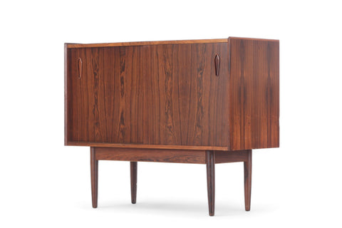 SLIDING DOOR DANISH CREDENZA IN ROSEWOOD WITH DIAMOND PULLS