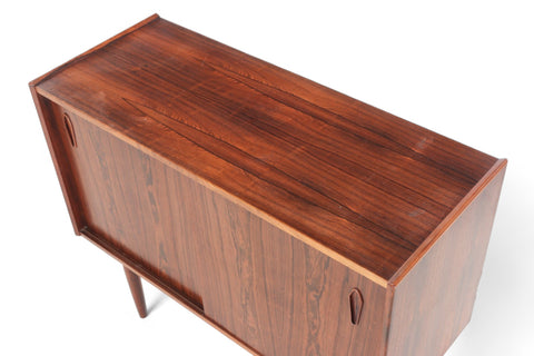 SLIDING DOOR DANISH CREDENZA IN ROSEWOOD WITH DIAMOND PULLS