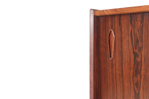 SLIDING DOOR DANISH CREDENZA IN ROSEWOOD WITH DIAMOND PULLS