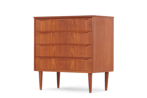 FOUR DRAWER DIPPED PULL GENTLEMANS CHEST IN TEAK