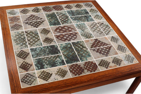 SQUARE TUE POULSEN CERAMIC ART TILE COFFEE TABLE IN ROSEWOOD