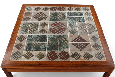 SQUARE TUE POULSEN CERAMIC ART TILE COFFEE TABLE IN ROSEWOOD