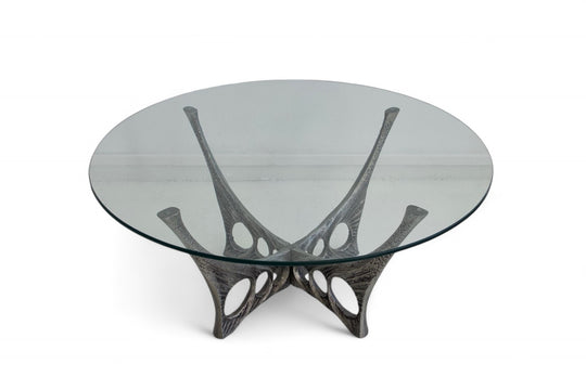 WILLY CEYSENS ROUND ORGANIC GLASS TOP COFFEE TABLE