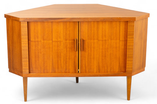 ROTATING CORNER BOOKCASE / BAR IN WALNUT