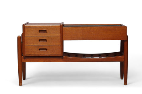 ARNE WAHL IVERSEN MODEL 36 PLANTER / HALLWAY CHEST IN TEAK Front view