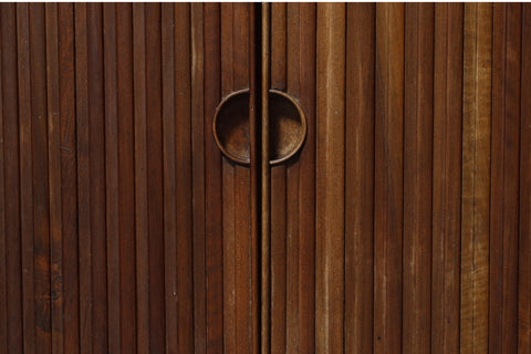 RARE KURT OLSEN WALL UNIT / TALL WALNUT SIDEBOARD WITH TAMBOUR DOORS