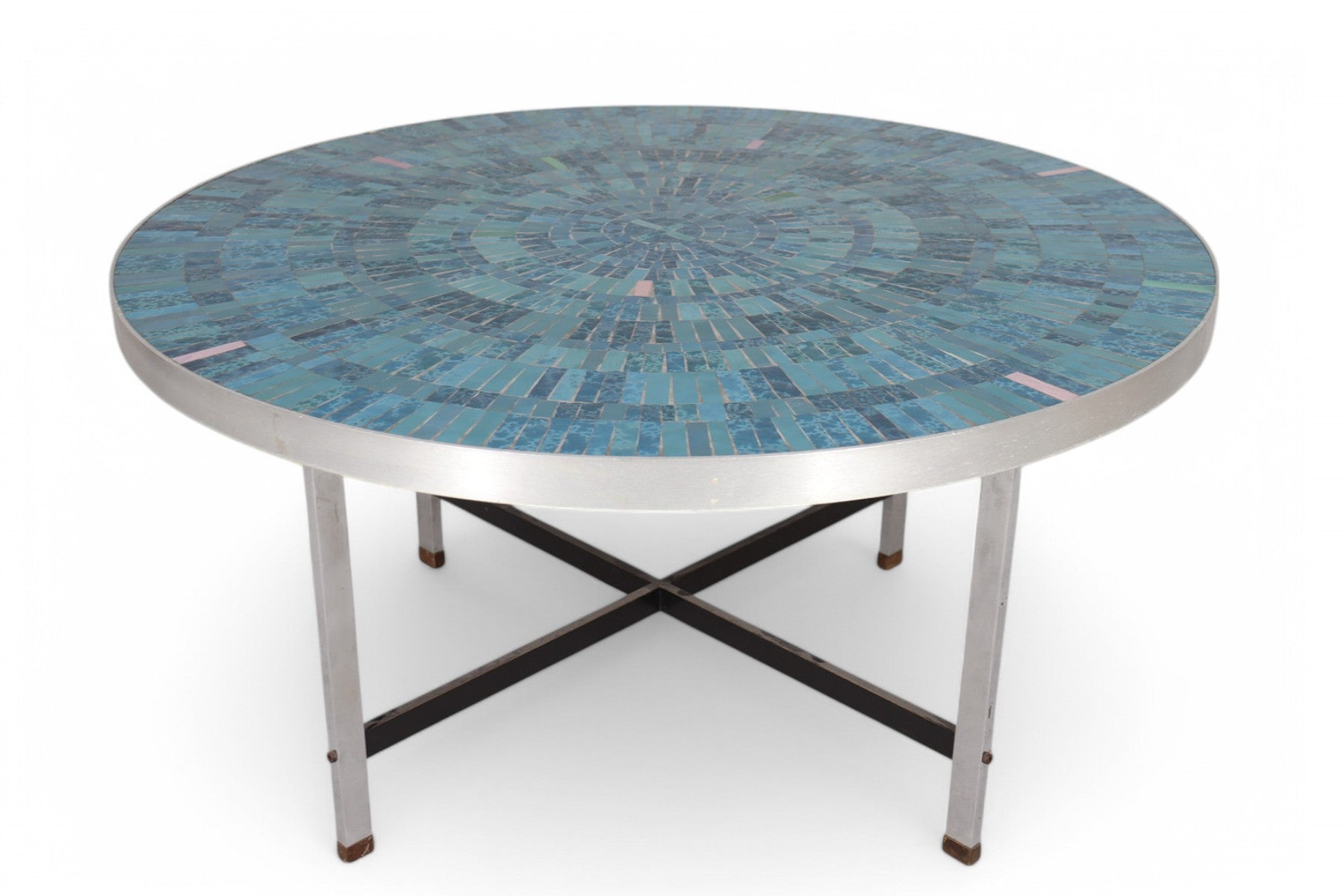 RARE BERTHOLD MÜLLER ROUND MOSAIC TILE TOP COFFEE TABBLE