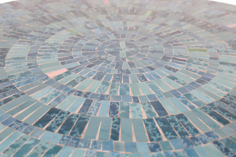 RARE BERTHOLD MÜLLER ROUND MOSAIC TILE TOP COFFEE TABBLE table top close up