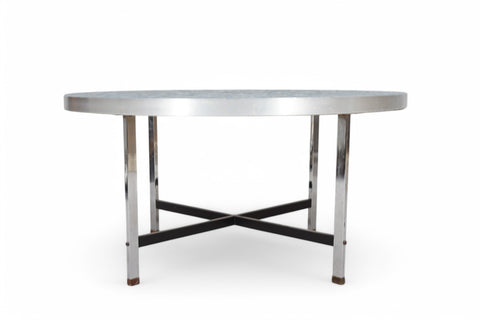 RARE BERTHOLD MÜLLER ROUND MOSAIC TILE TOP COFFEE TABBLE Side view