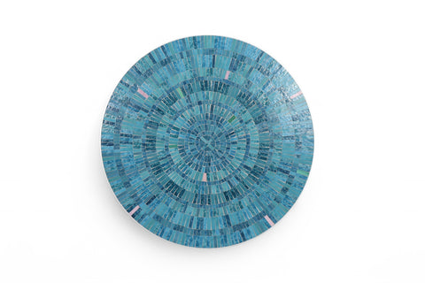 RARE BERTHOLD MÜLLER ROUND MOSAIC TILE TOP COFFEE TABBLE Top view