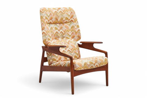 JOHN BONE RECLINING HIGHBACK LOUNGE CHAIR IN TEAK