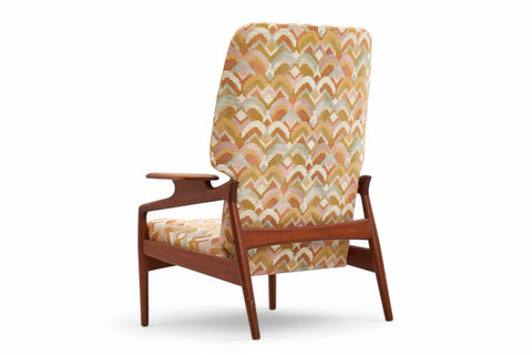 JOHN BONE RECLINING HIGHBACK LOUNGE CHAIR IN TEAK