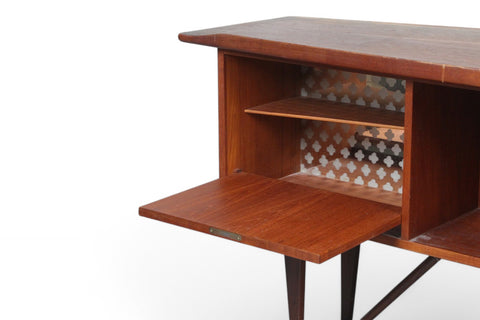 PETER LØVIG NIELSEN BOOMERANG DESK IN TEAK WITH BAR