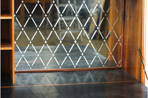 DANISH MODERN BOOKCASE WITH DROP FRONT BAR CABINET