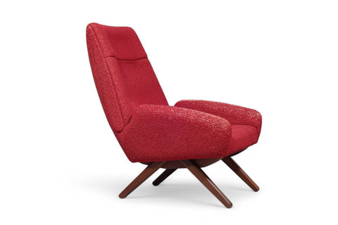 DANISH MODERN HIGHBACK LOUNGE CHAIR WITH SCISSOR LEG BASE