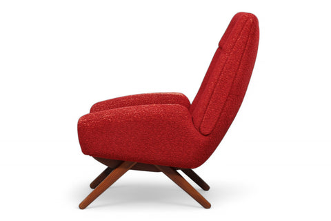 DANISH MODERN HIGHBACK LOUNGE CHAIR WITH SCISSOR LEG BASE