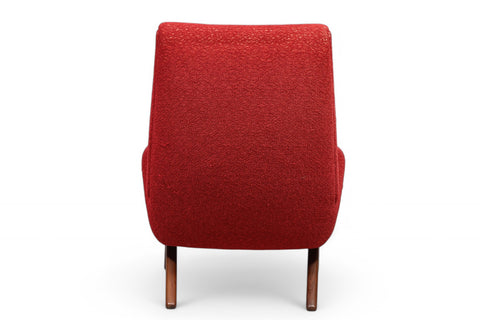 DANISH MODERN HIGHBACK LOUNGE CHAIR WITH SCISSOR LEG BASE