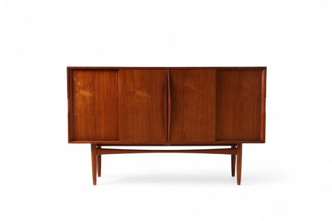 DANISH MODERN HIGH SIDEBOARD IN TEAK WITH ROLLED PULLS