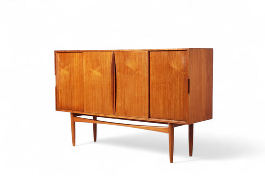 DANISH MODERN HIGH SIDEBOARD IN TEAK WITH ROLLED PULLS