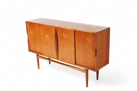 DANISH MODERN HIGH SIDEBOARD IN TEAK WITH ROLLED PULLS